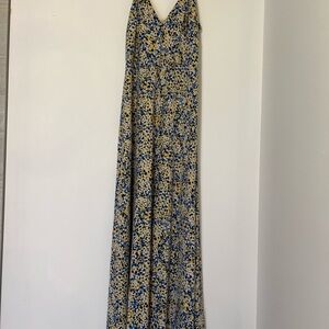 Michael Kors Blue and Yellow Floral Maxi Dress